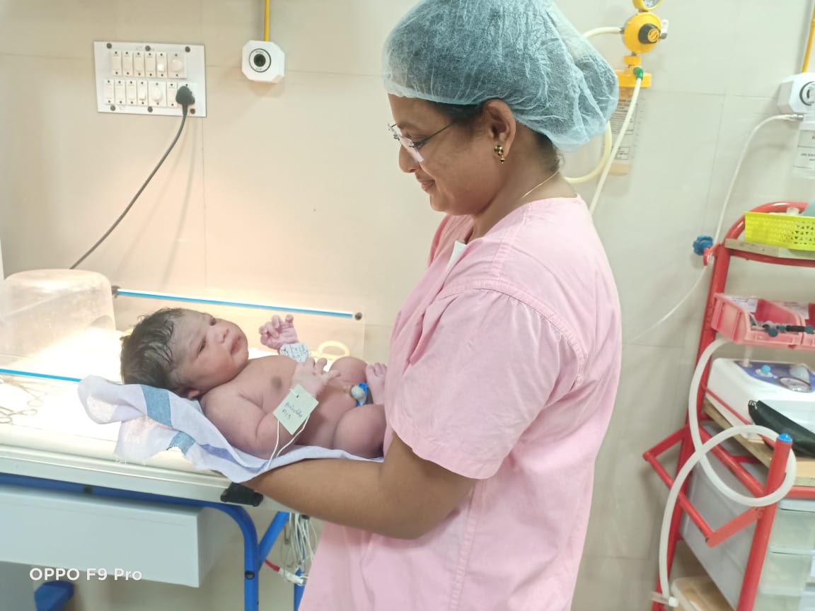 Nursing care for a newborn at Sri Sai Clinic & Scans